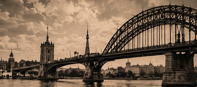 Мост в Санкт-Петербурге в винтажном стиле